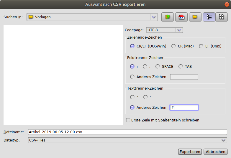 solstice csv export settings