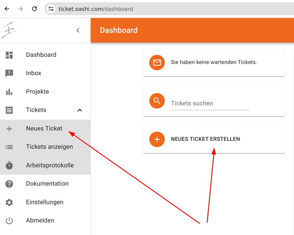 modules ticket erstellen web